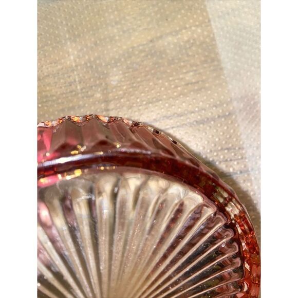 Pink Raspberry Glass  Round Candy Dish/Bowl Scalloped Edge 5.5” - Picture 8 of 8